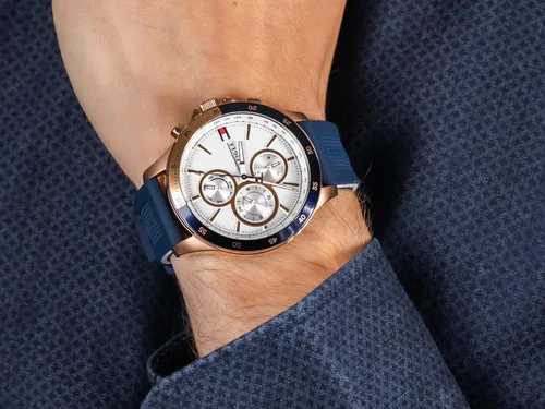 Vista 4 de Tommy Hilfiger Bank 1791778 Reloj de cuarzo para hombre, Blanco, Solo
