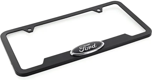 Vista 4 de Ford Logo 3D en negro de plástico ABS, soporte para matrícula con 2 agujeros (Negro/A)