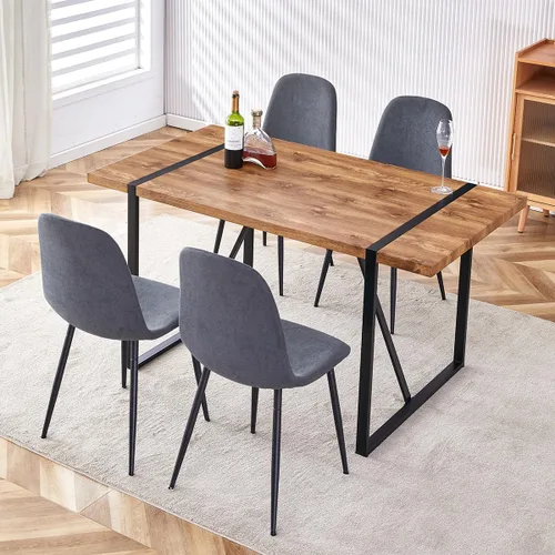 Vista 26 de Mesa de Comedor para 4-6, Mesa de Cocina de 55'', Mesas de Cocina y Comedor, Mesa de Comedor de Madera MDF con Patas de Metal para Sala de Estar