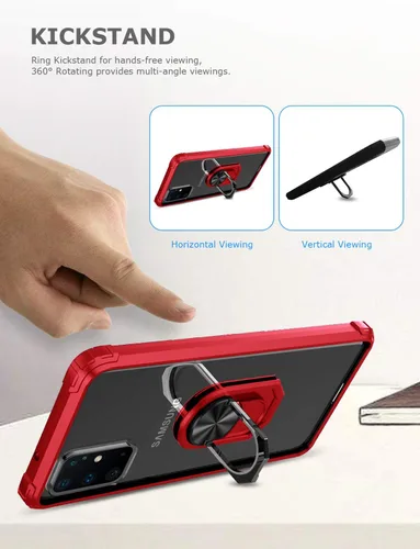 Vista 3 de Great ATRULY - Carcasa con función atril para Samsung Galaxy S20 Plus de 6.7 pulgadas, protección contra caídas Galaxy S20 + funda transparente Negro