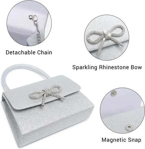 Vista 49 de Dasein Bolso de noche para mujer, embragues de fiesta, bolsos de boda, cóctel, baile de graduación, bolsos con purpurina esmerilada