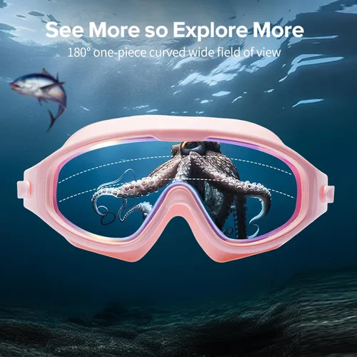 Vista 5 de Gafas de natación para adultos, a prueba de fugas, gafas de piscina antivaho, gafas de natación de visión amplia con tapones para los oídos y clip