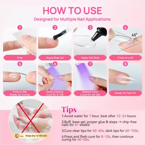Vista 3 de Krofaue Gel de pegamento de uñas UV, 2 x 0.71 oz de pegamento de uñas de 00-2 piezas de pegamento de uñas sólido 2