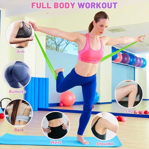 Vista 5 de 5 bandas de resistencia, bandas elásticas profesionales de ejercicio para fitness, yoga, pilates, estiramiento, entrenamiento de fuerza, bandas