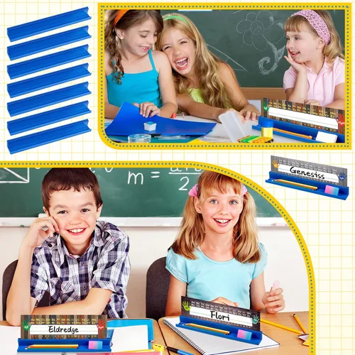Vista 4 de PerKoop Soporte para placa de nombre, 5 unidades, para escritorio, para estudiantes, almacenamiento de tarjetas de índice Kids Desk Accessories