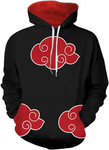Vista 2 de Ficlwigkis Sudadera con capucha de anime para hombre, unisex, disfraz de anime (as1, alfa, L, regular, rojo blanco), Negro-rojo