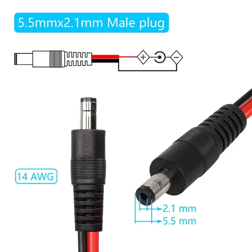 Vista 4 de CERRXIAN 1FT DC5521 Power Pigtails Cable macho y hembra
