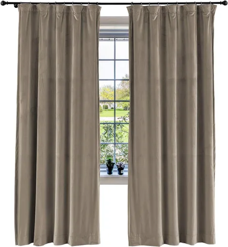 Vista 49 de cololeaf Panel de cortinas opacas de terciopelo con forro para cine en casa, cortina de ganchos planos para barra transversal o pista, 100 pulgadas