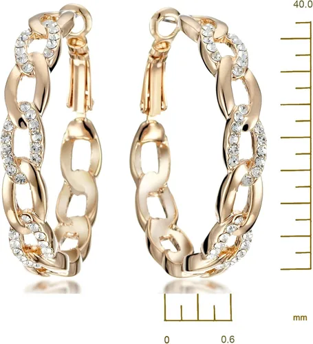 Vista 3 de Gemini Women's Jewelry Gold Plated Hoop Pierced Earring for Women Valentine's Day Gifts Gm039Rg 4cm
