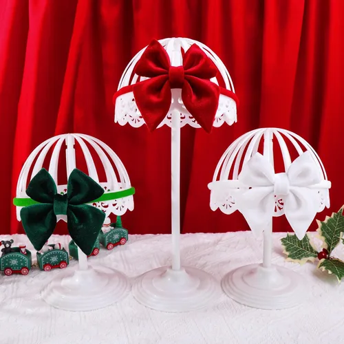Vista 6 de YanJie Diademas de Navidad para bebé y niñas, lazos de terciopelo para recién nacidos, lazo de marinero, diadema de nailon, suave y elástico, lazo