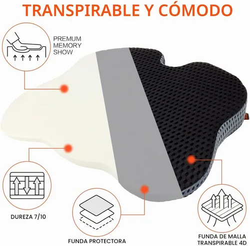 Vista 3 de Cojín de asiento de automóvil, cómodos cojines de espuma viscoelástica para conducir, cojín de asiento para conductor de asiento de automóvil