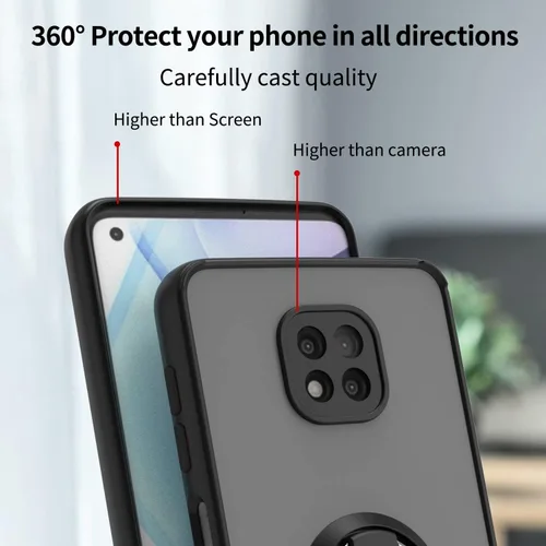 Vista 6 de TJS - Funda compatible con Motorola Moto G Power 2021 (azul claro) with Tempered Glass Screen Protector Metal Ring Magnetic Support Kickstand