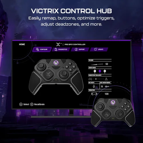 Vista 9 de Turtle Beach Victrix Pro BFG Reloaded Wireless Gaming Controller Licensed for Xbox Series X S, Xbox One, PC Gamepad, Bluetooth, Fightpad