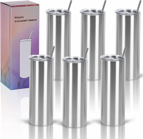 Vista 26 de Paquete de 4 vasos delgados de 20 onzas, juego de vasos delgados de acero inoxidable en caja de regalo individual, 20 onzas de capacidad, vaso
