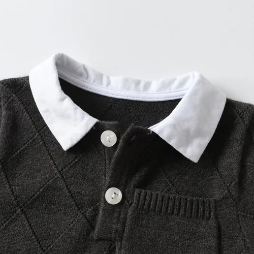 Vista 6 de Auro Mesa Mameluco de punto con cuello de Peter Pan para bebé, ropa de una sola pieza, overol de ropa de bebé