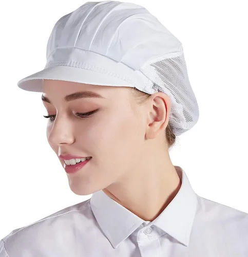 Vista 5 de Nanxson 3 piezas de sombrero de chef de cocina, gorra de chef de cocina, redes para el cabello CF9033