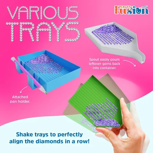 Vista 5 de Craft Fusion Herramientas y accesorios de pintura de diamantes, kits de arte de diamantes para adultos y niños, suministros de arte de gemas