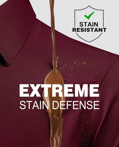 Vista 2 de Alimens & Gentle Camisas de vestir con escudo antimanchas para hombre vino borgoña