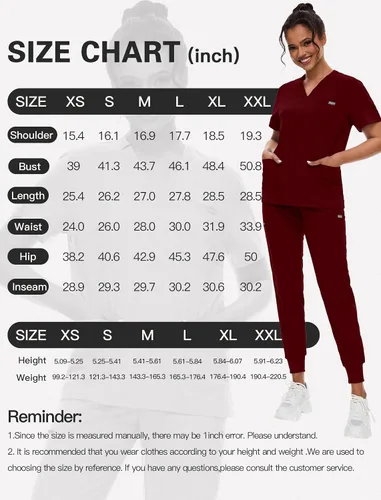 Vista 7 de niaahinn Conjunto de uniforme médico para mujer con cuello en V clásico y pantalones deportivos de yoga, uniforme médico de enfermería