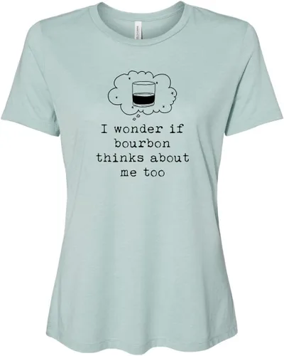 Vista 23 de Cute Women's Screen Printed Crew Neck Tee, Shirts With Sayings, Dusty Blue or Olive