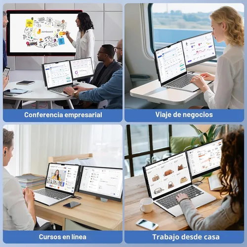 Vista 8 de Extensor de pantalla para laptop, monitor portátil FHD 1080P IPS de 14 pulgadas para laptop, ultrafino de 0.17 pulgadas y 1.3 libras, pantalla dual