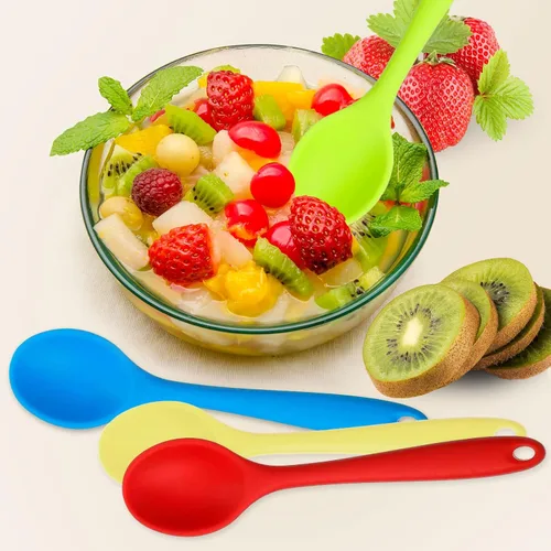 Vista 5 de 4 cucharas mezcladoras para cocinar, cucharas pequeñas de silicona