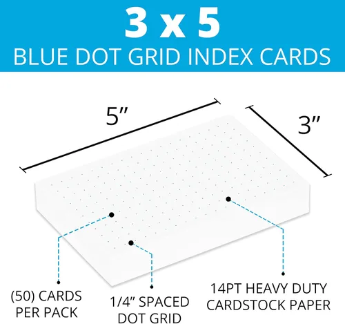 Vista 2 de Home Advantage Tarjetas de índice gráfico de cuadrícula de puntos azules de doble cara (3-x-5)
