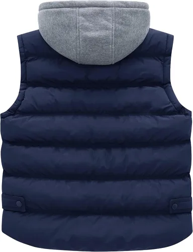 Vista 2 de wantdo Chaleco acolchado para mujer, talla grande, resistente al viento, chaleco de invierno acolchado con capucha desmontable
