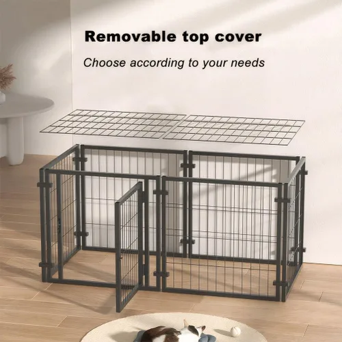 Vista 4 de Jaula para perros indestructible de alta resistencia de 47.2 pulgadas, jaula para perros de interior con puerta y parte superior abierta de metal