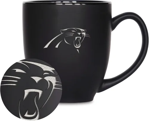 Vista 30 de Rico Industries Taza Bistro Mate Negra de Fútbol Americano NFL de 15 onzas - Para Bebidas Calientes o Frías - Logotipo del Equipo Grabado para una