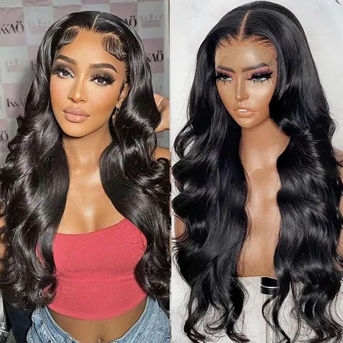 Vista 15 de Pelucas de cabello humano con encaje frontal HD de 13 x 6 pulgadas, cabello humano prearrancado, color negro natural, sin pegamento, peluca