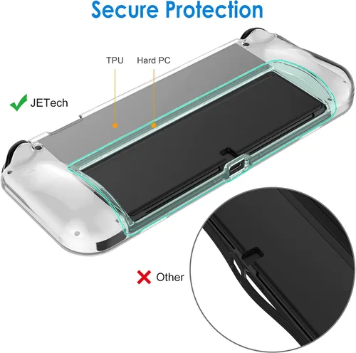 Vista 4 de JETech Protective Case for Nintendo Switch (OLED Model) 7-Inch 2021 Release, Grip Cover with Shock-Absorption and Anti-Scratch Design, HD Clear