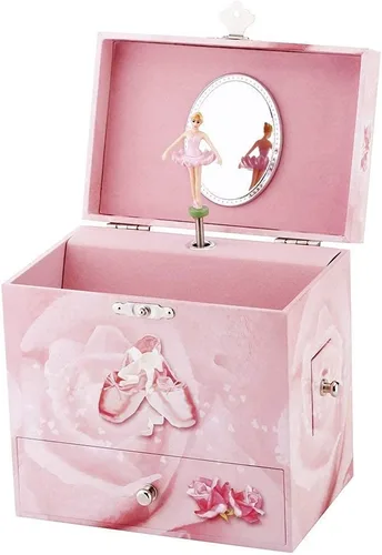 Vista 4 de RR ROUND RICH DESIGN Joyero musical para niñas con tema de bailarina color rosa
