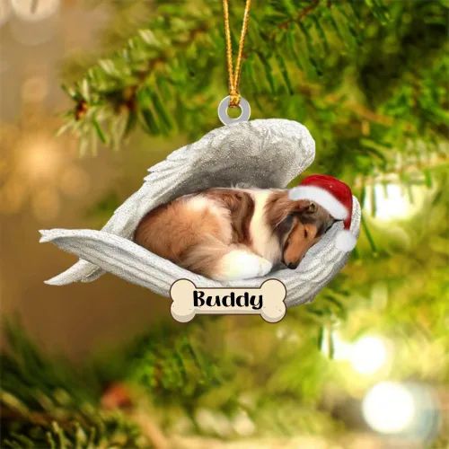 Vista 73 de Afghan Hounds - Adorno de Navidad con alas de ángel durmiente, recuerdo personalizado para perros 2024, adorno de forma acrílica, regalos