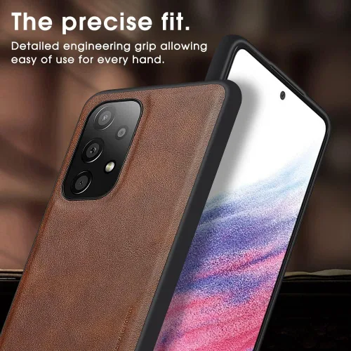 Vista 4 de X-level Funda para Samsung Galaxy A53 5G - Funda delgada de piel sintética de alta calidad para teléfono A53 5G, suave, a prueba de golpes, Marrón