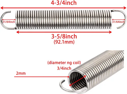 Vista 2 de 4-3/4 pulgadas (2 piezas) de acero inoxidable reclinable sofá silla de repuesto muelles mecanismo de tensión resorte/plata