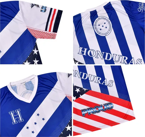 Vista 4 de Fury Camiseta de fútbol Honduras y USA Flag Mix - Camiseta de fútbol Honduras - Camiseta de Futbol Honduras Jersey HombreMujerUnisex