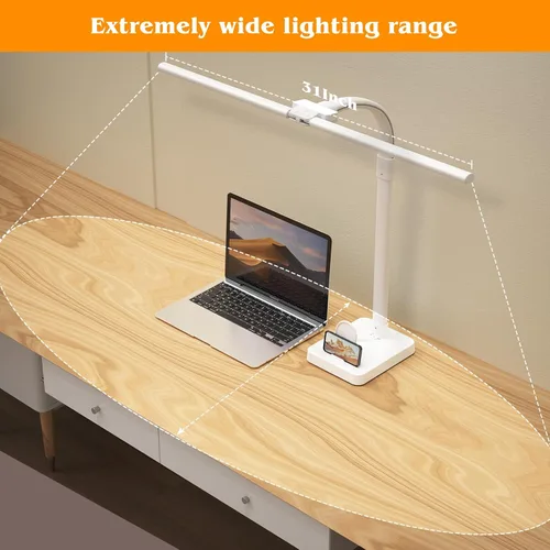 Vista 4 de AKRRYR Lámpara de escritorio LED para el hogar y la oficina, lámpara de 24 W brillante y para el cuidado de los ojos con base, luz de trabajo