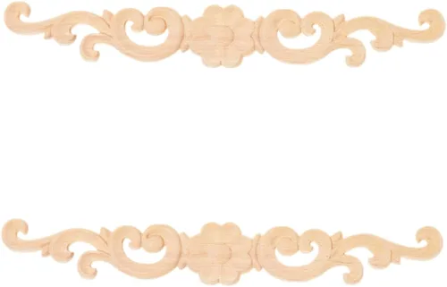 Vista 11 de MUXSAM Apliques de madera decorativos tallados, calcomanías largas de madera para decoración de muebles de bricolaje, tallas de roseta para puerta
