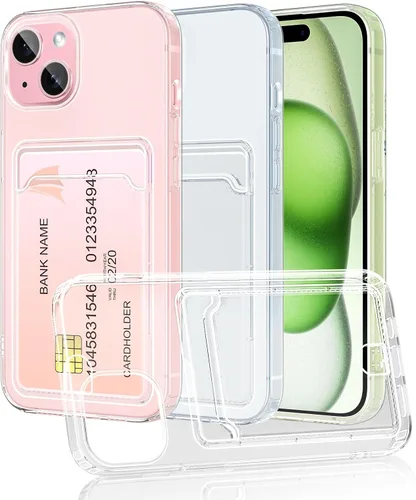 Vista 14 de Funda transparente compatible con iPhone 14 Pro con ranura para tarjetero, a prueba de golpes, funda protectora de silicona suave y delgada, funda
