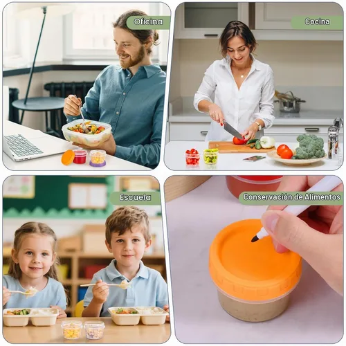 Vista 7 de Yomarket Envases Pequeños de Plástico de 2 oz con Tapas, Paquete de 12 Recipientes para Aderezo de Ensalada, Recipientes Reutilizables