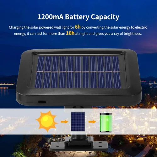 Vista 6 de Luz de pared de energía solar, luz con sensor de movimiento al aire libre, 56 LED, luz nocturna de seguridad, panel solar separable para patio