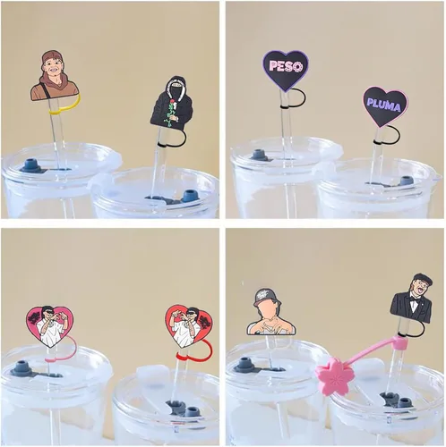 Vista 2 de Singer - 13 fundas de silicona con diseño de estrella para vasos – Pajitas reutilizables con bonitas puntas
