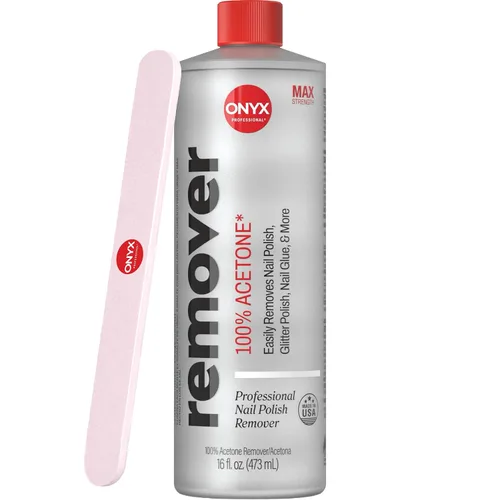 Vista 11 de Onyx Professional Removedor de esmalte de uñas con aroma de coco con lima de uñas, 16 oz, Removedor de esmalte de gel de máxima potencia