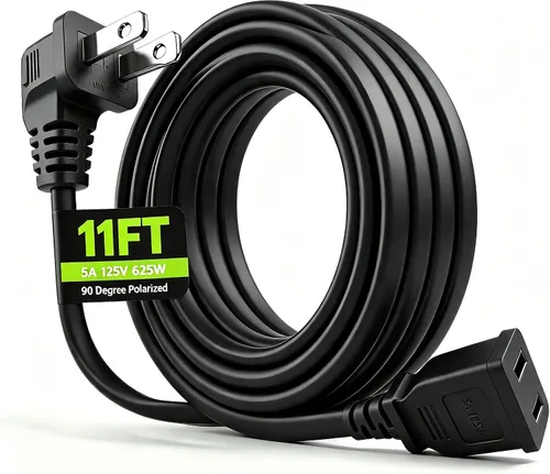 Vista 7 de Right Angel - Cable de extensión delgado negro de 4 pies 5A 125V