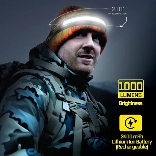 Vista 2 de Liteband PRO - Linterna frontal personal ajustable de haz ancho serie 1000, iluminación de 210°, funciona con pilas, se adapta a cascos y cascos
