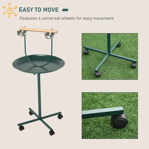 Vista 5 de Pawhut 49" Bird Play Stand w/Ruedas - Verde