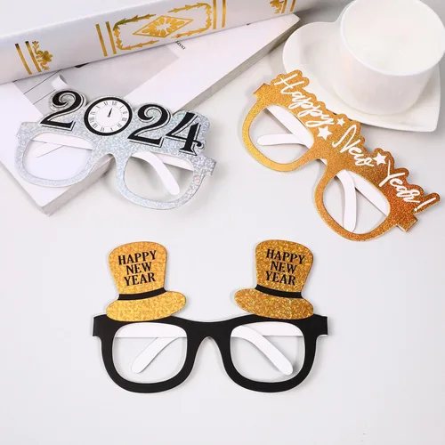 Vista 4 de PRETYZOOM 9pcs Feliz Año Nuevo Gafas Divertidas 2024 Nochevieja Gafas de Fiesta con Brillantina Gafas de Fotografía Accesorios Gafas de Papel