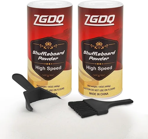 Vista 7 de Shuffleboard Sand Wax, juego de polvo de tejo de alta velocidad, juego de 2 latas de sal de tejo con mini cepillo
