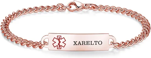 Vista 32 de Pulseras de identificación de alerta médica de 6.5 "-8.5" para mujeres, pulseras de emergencia médica de acero inoxidable, grabado gratuito